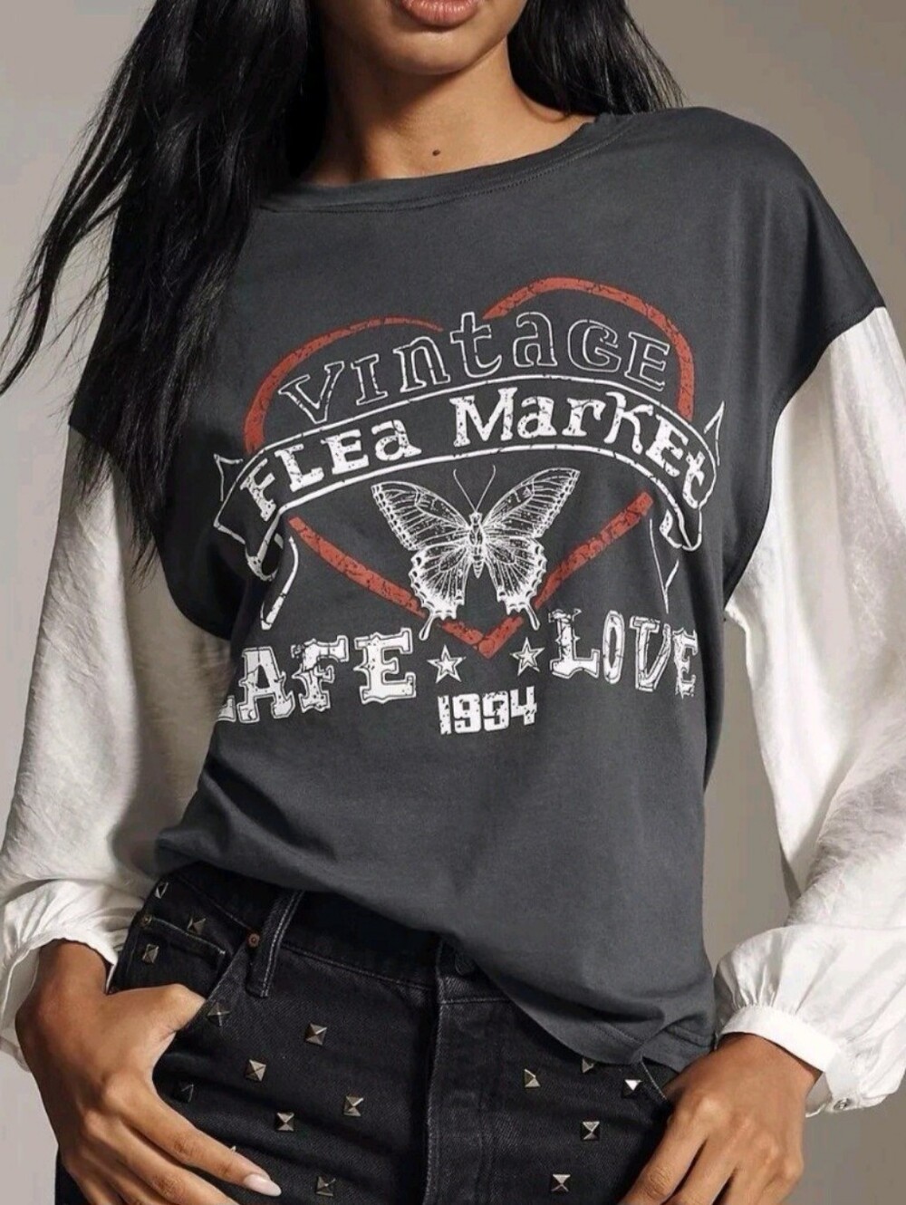 Pilcro Women’s Twofer Band Top Vintage Flea Market Anthropologie XL